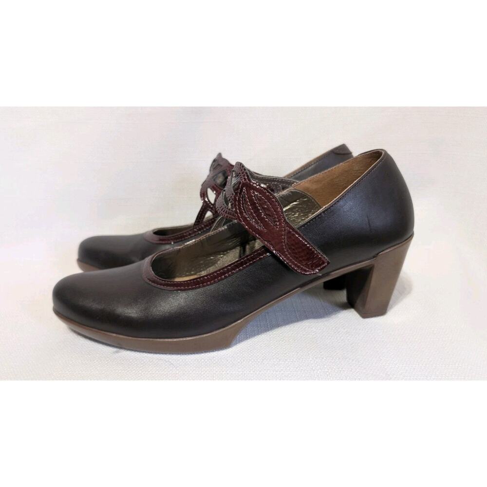 NAOT Luma High Heel Mary Janes Brown Leather Pumps 41 US 10-10.5 Old‎ Money